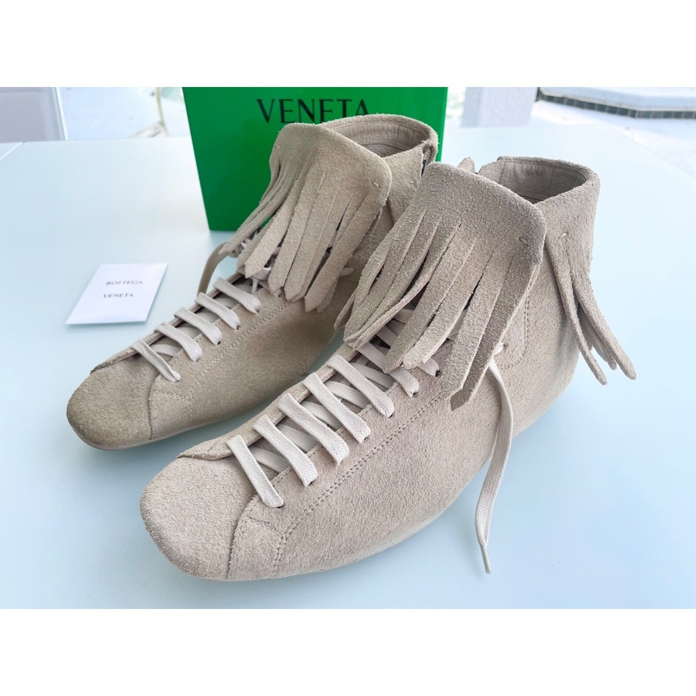 Bottega Veneta Suede Fringe Sneaker Boot,Beige, 312341 9904, SIZE 41